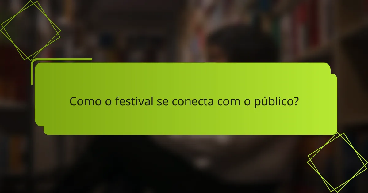 Como o festival se conecta com o público?
