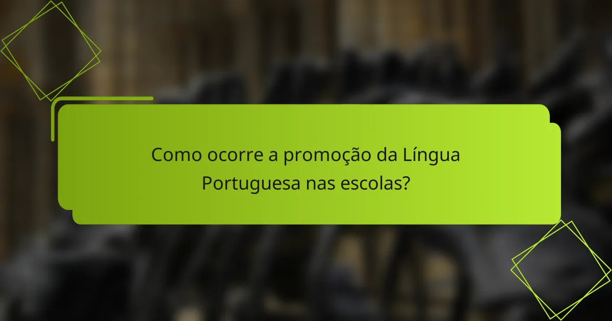 Como ocorre a promoção da Língua Portuguesa nas escolas?