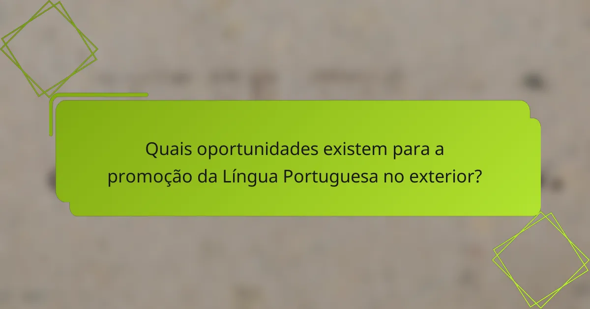 Quais oportunidades existem para a promoção da Língua Portuguesa no exterior?