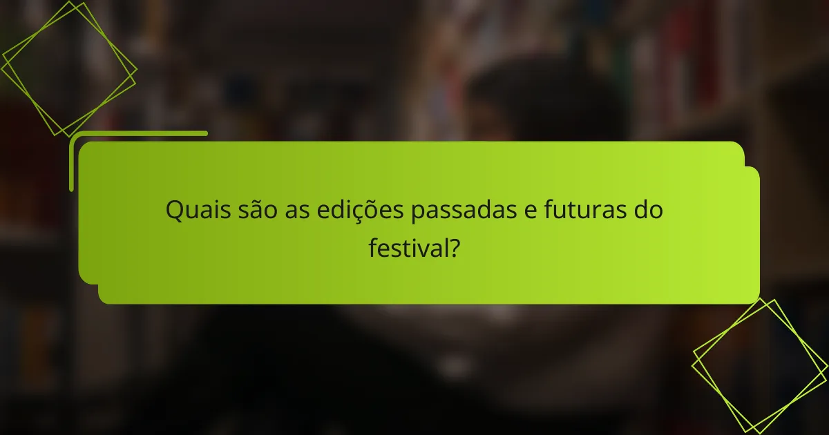 Quais são as edições passadas e futuras do festival?
